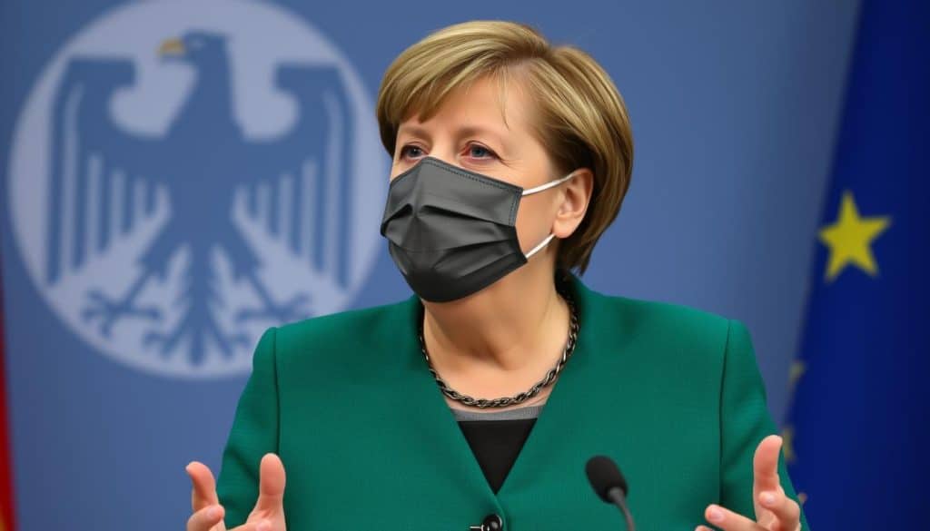 Angela Merkel während einer Pressekonferenz zur COVID-19-Pandemie