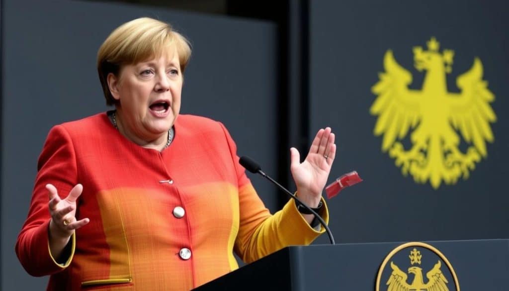 Angela Merkel während einer Rede im Deutschen Bundestag