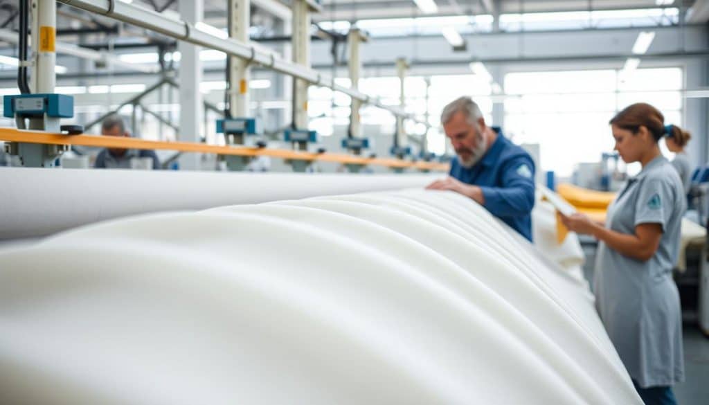 Detaillierte Ansicht der Trigema W. Grupp KG Textilproduktion mit Fokus auf Qualitätskontrolle