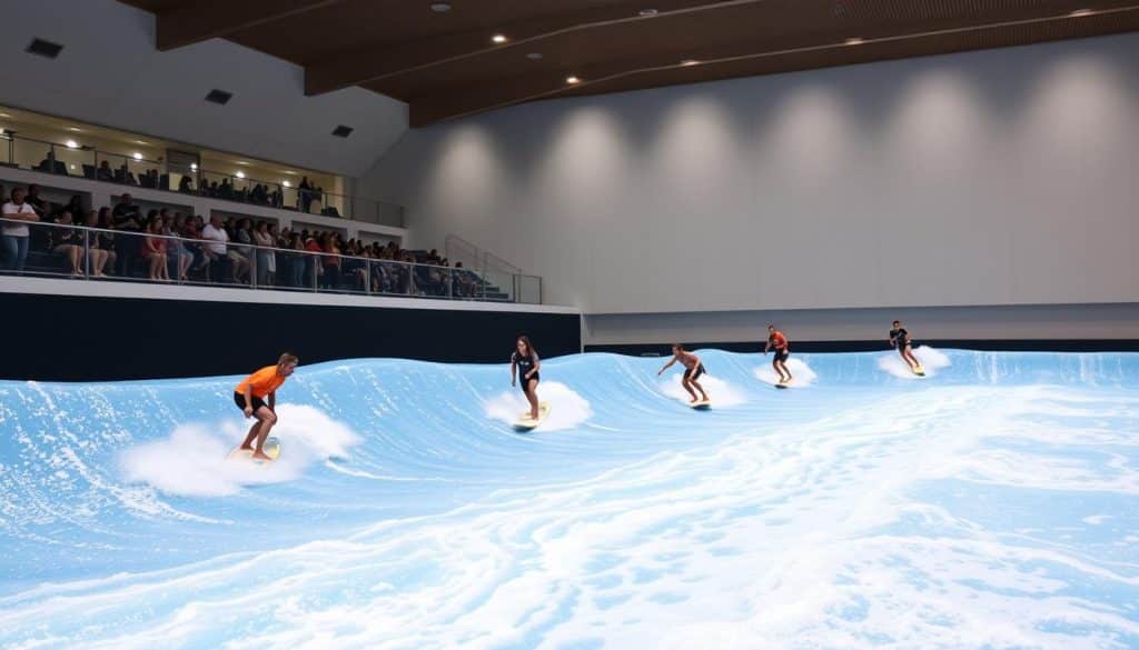 Indoor Surfen in der Jochen Schweizer Arena auf der stehenden Welle