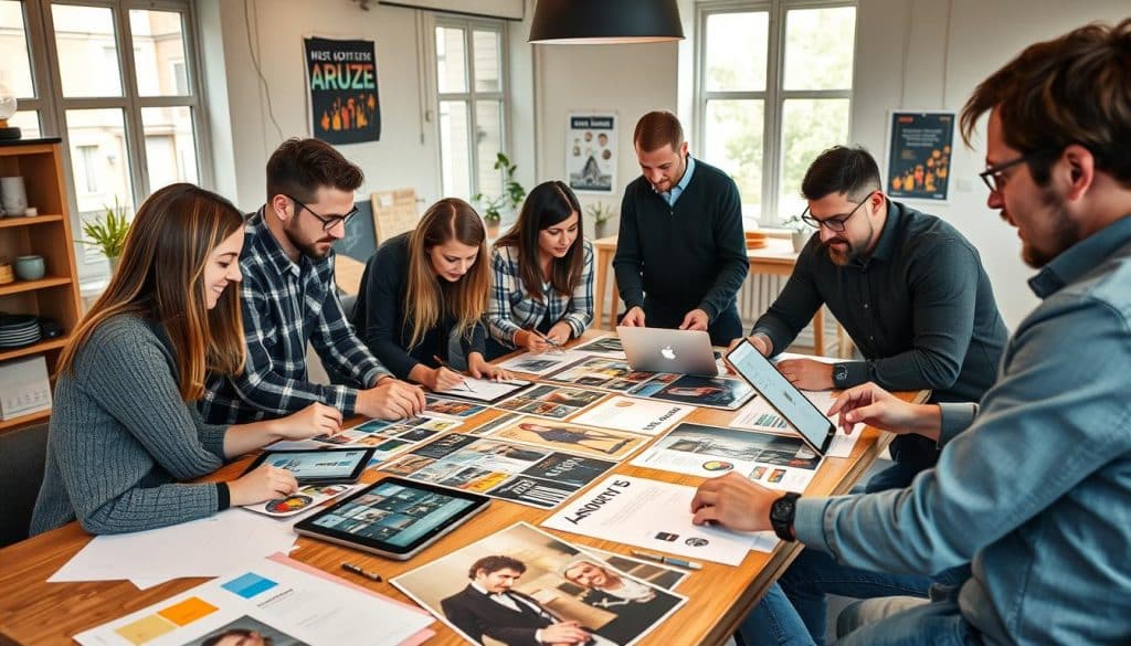 Kreatives Team der Ströer SE & Co. KGaA bei der Entwicklung einer Werbekampagne