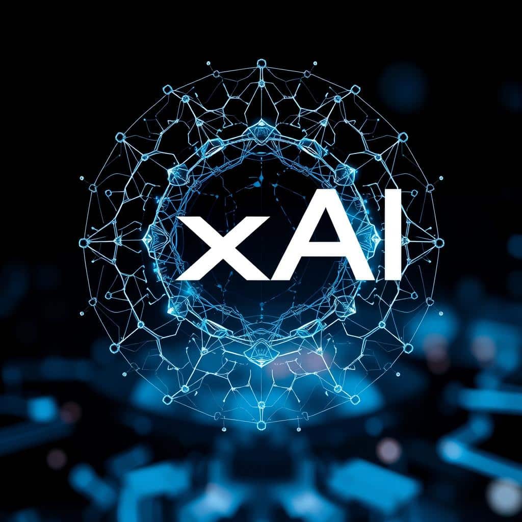 xAI Logo und KI-Visualisierung